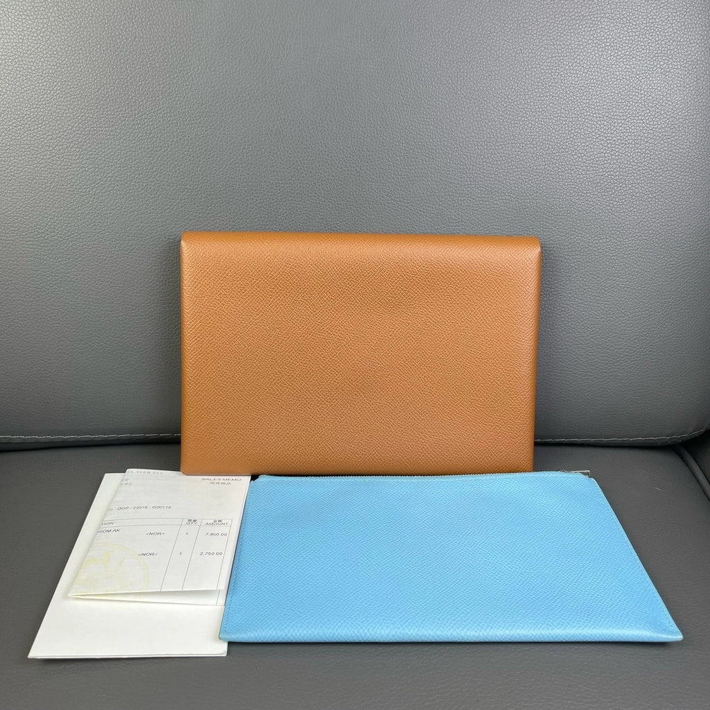 Hermes Calvi Epsom Leather Folded Clutch Bag For Women