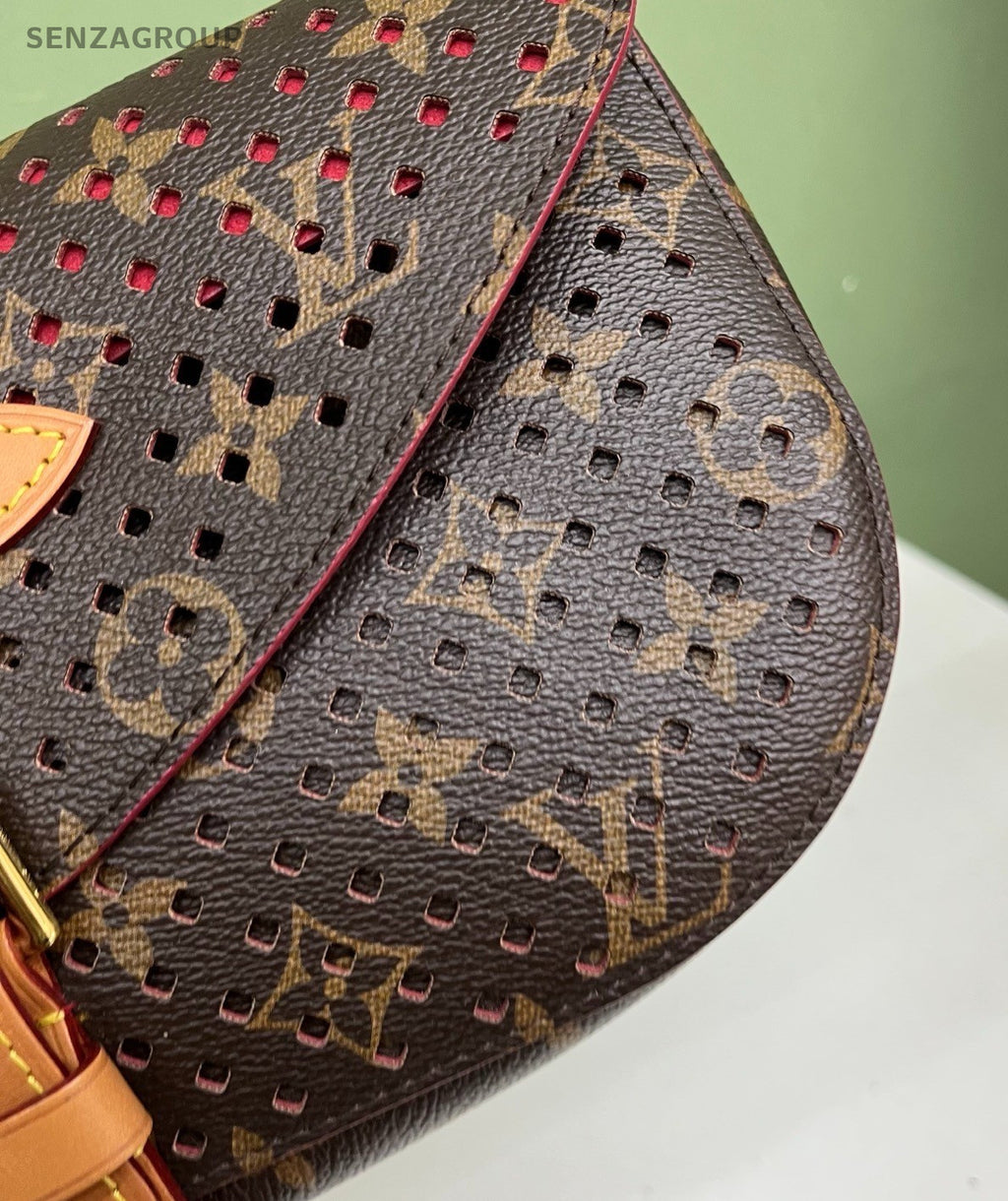 Louis Vuitton Saumur Monogram Chain Crossbody Brown Gold Women Classic