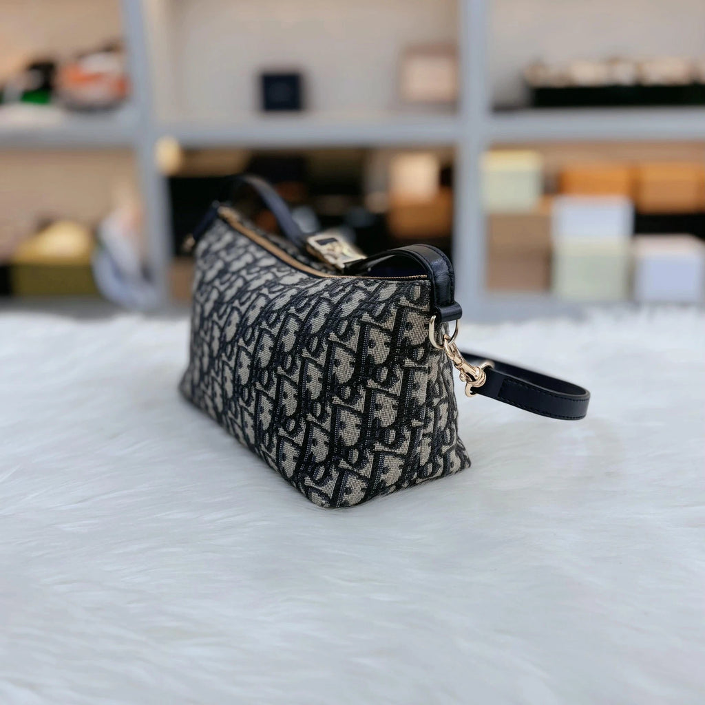 Dior Oblique Embroidered Canvas Lunch Box Bag For Women