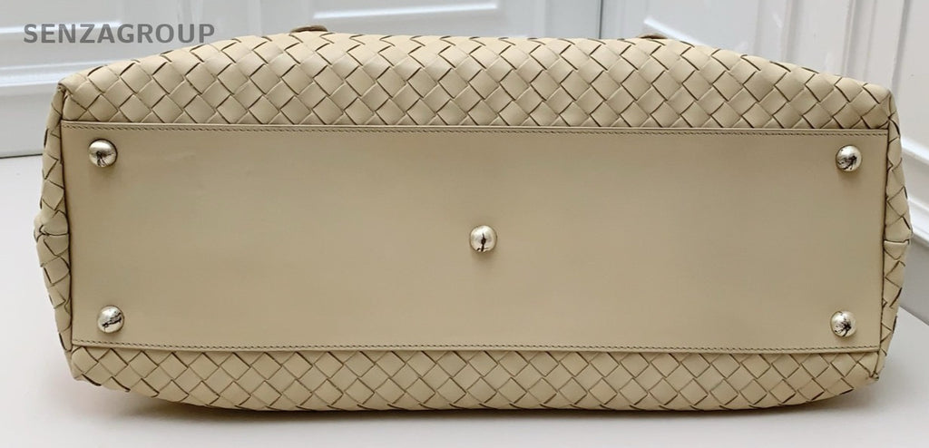 Bottega Veneta Blue Suede Leather Tote Shoulder Bag Beige Used Women Classic