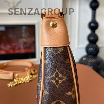 Louis Vuitton Loop Monogram Canvas Chain Shoulder Bag Brown Gold