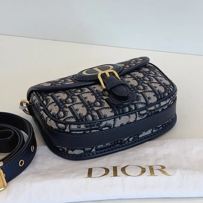 Dior Saddle Gold Navy Shoulder Bag Crossbody Excellent