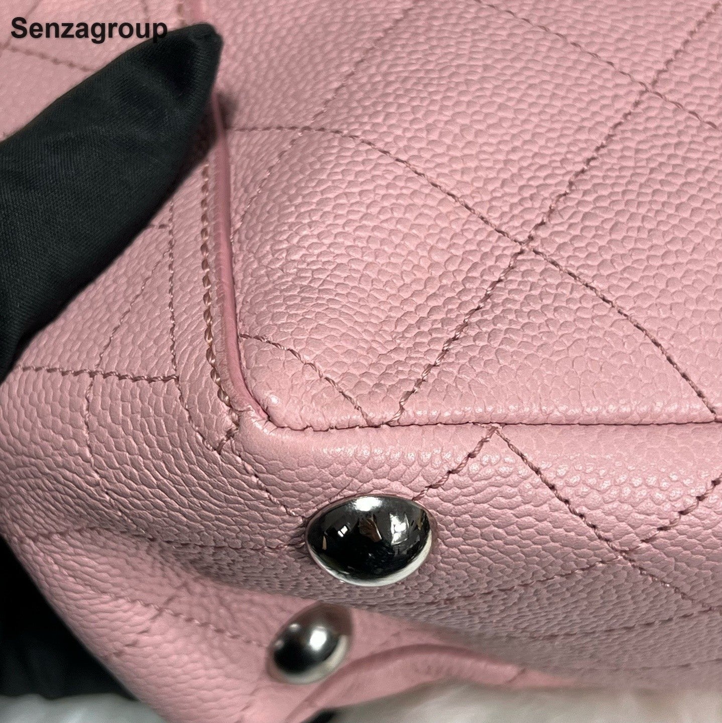 Chanel Tote Chain Shoulder Bag Pink Silver Used Women Classic Fashion