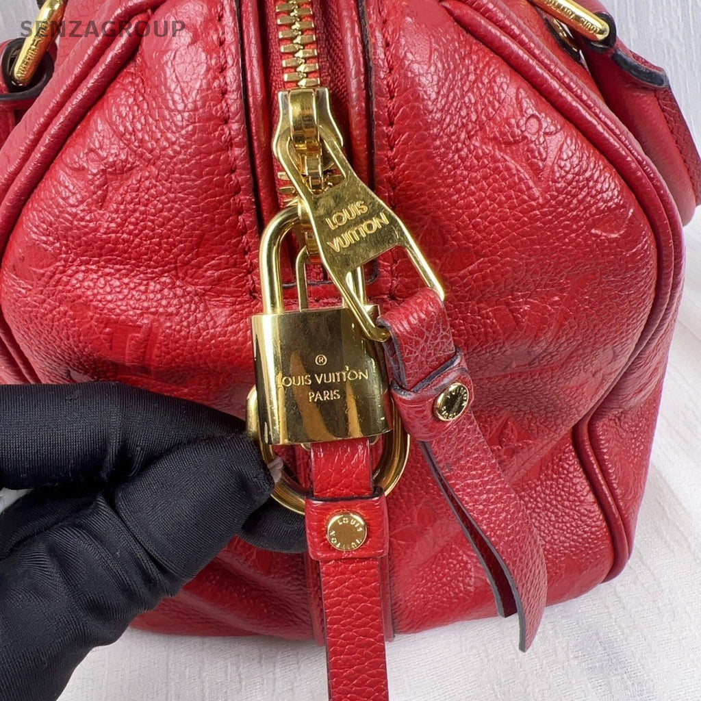 Louis Vuitton Speedy30 Monogram Empreinte 2way Shoulder Handbag Women Red
