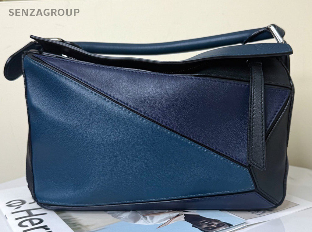 Loewe Puzzle PM Blue Silver  Shoulder Bag Crossbody Women Classic Designer