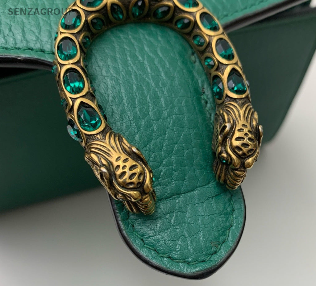 Gucci Dionysus WOC Chain Crossbody Clutch Green Silver Women Classic