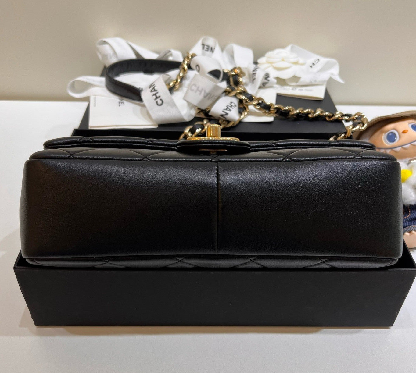 Chanel Classic Flap Chain Top Handle Crossbody Black Gold Women Diamond Fashion