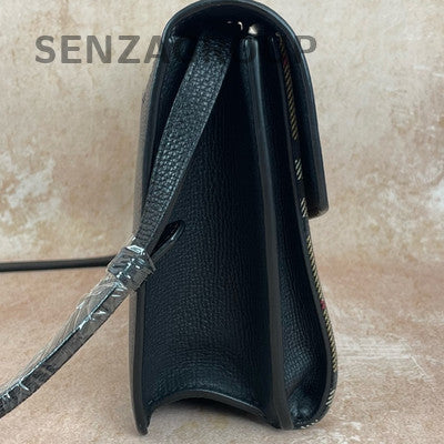 Burberry Classic Black Equestrian Knight Check Crossbody Bag Women Fashion