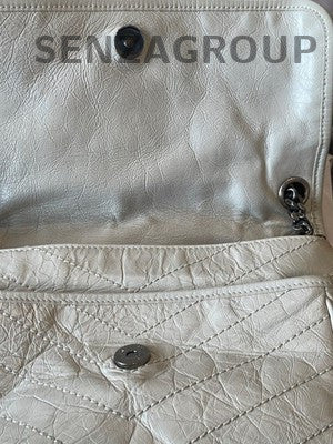 Saint Laurent Niki Bag White Silver Hardware Chain Crossbody Shoulder Bag