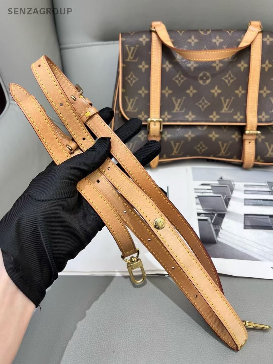 Louis Vuitton GM Monogram Leather Handbag Shoulder Crossbody Bag Women Brown