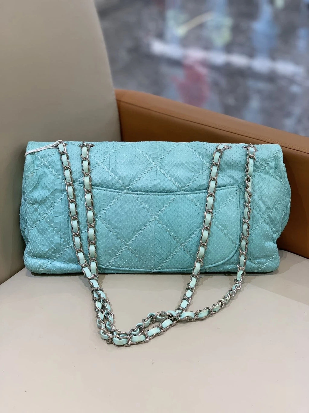 Chanel Mint Green Leather CF Shoulder Bag For Women