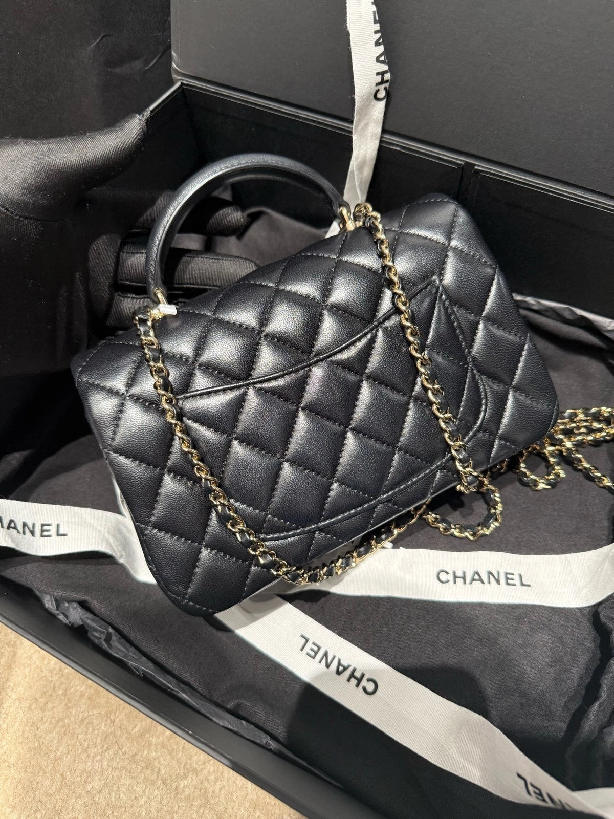 CHANEL Classic Flap Mini Lambskin Top Handle Bag For Women