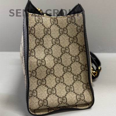 Gucci Small Padlock Chain Shoulder Bag Black Brown Gold Hardware