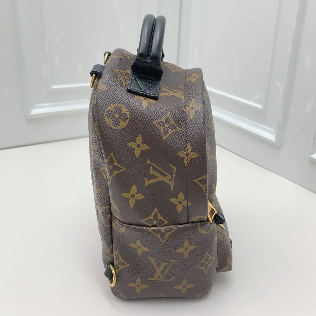 Louis Vuitton Palm Spring Monogram Canvas Backpack Brown Gold Women Classic