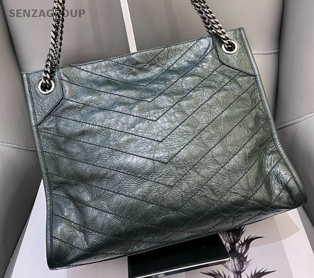 YSL Saint Laurent Niki shopping bag Oil waxed leather Chain Shoulder bag Women