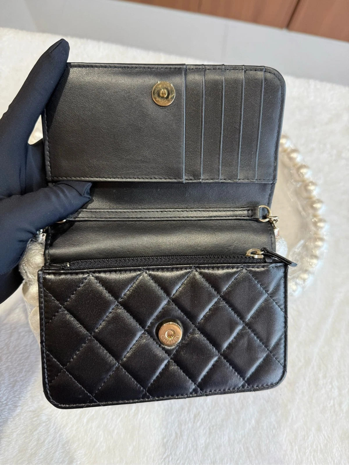 CHANEL Pearl Chain WOC Crossbody Bag For Women