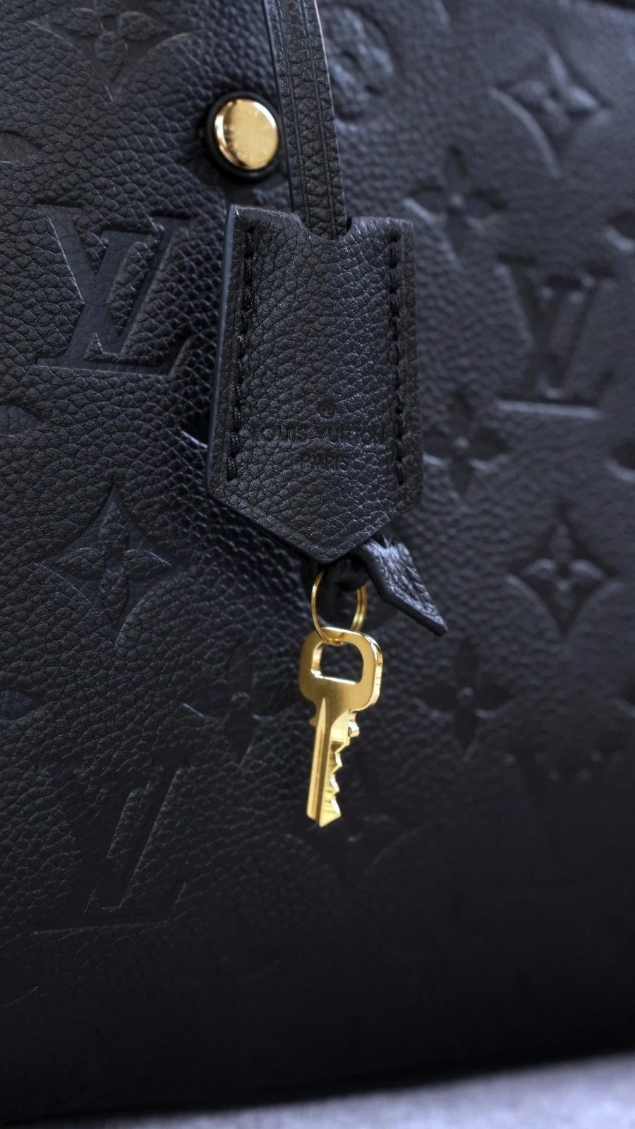Louis Vuitton Monogram Empreinte Montaigne BB 2Way Shoulder Handbag Black GHW