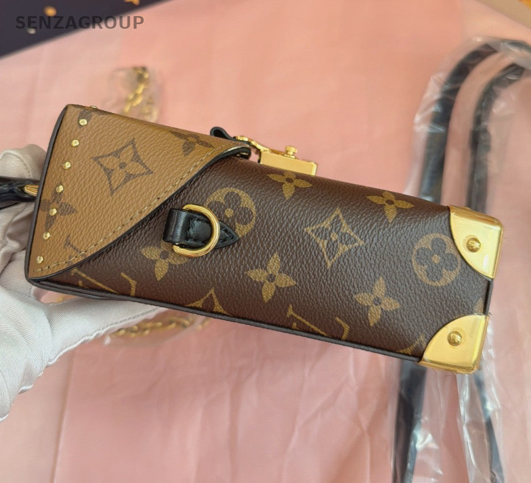 Louis Vuitton Camera Box Monogram Top Handle Crossbody Brown Gold Women Classic