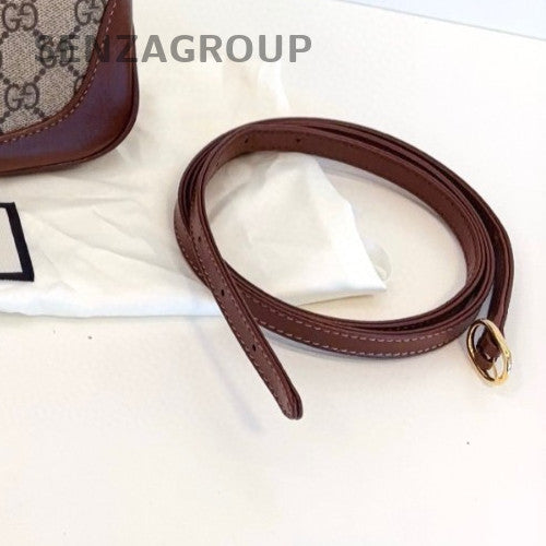 Gucci Jackie1961 Mini Top Handle Bag Crossbody Brown Gold Women Classic