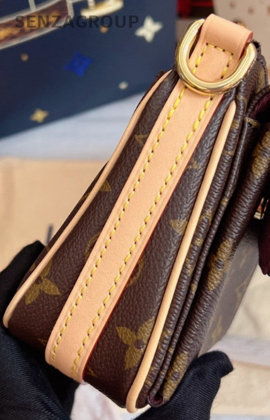 Louis Vuitton Monogram 2Way Shoulder Bag Crossbody Brown Gold Used Women Classic