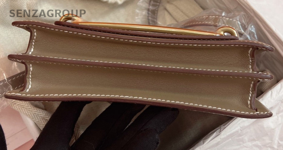 Hermes Roulis Mini Shoulder Bag Crossbody Gray Gold Women Classic Designer