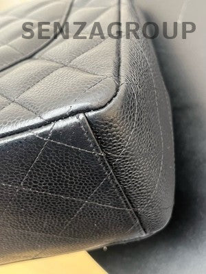 Chanel Classic Flap Black Silver GM Leather Chain Shoulder Bag