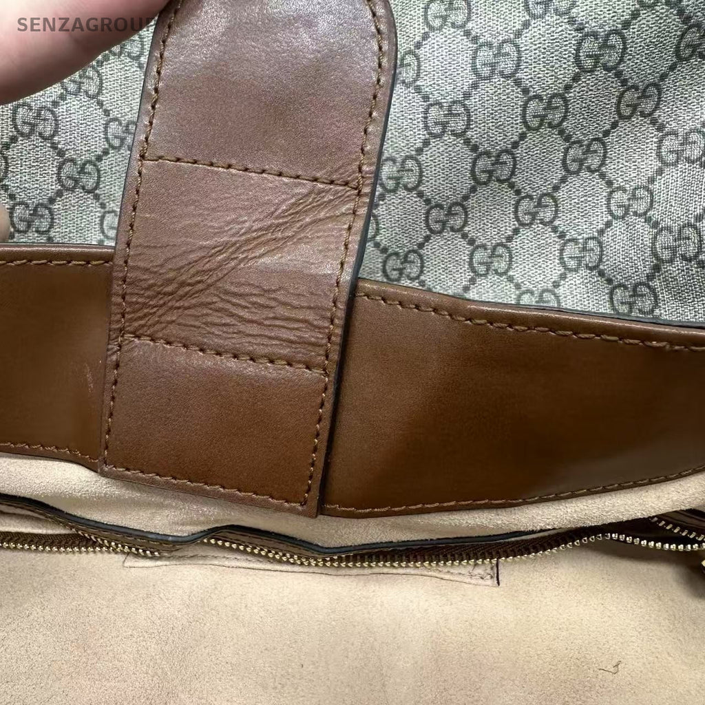 GUCCI Coated Canvas Monogram GG Handbag Shoulderbag Brown