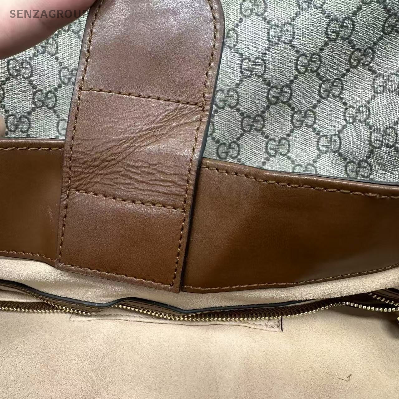 GUCCI Coated Canvas Monogram GG Handbag Shoulderbag Brown