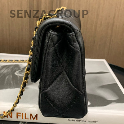 Chanel Classic Flap Black Gold Quilted Chain Shoulder Crossbody Bag