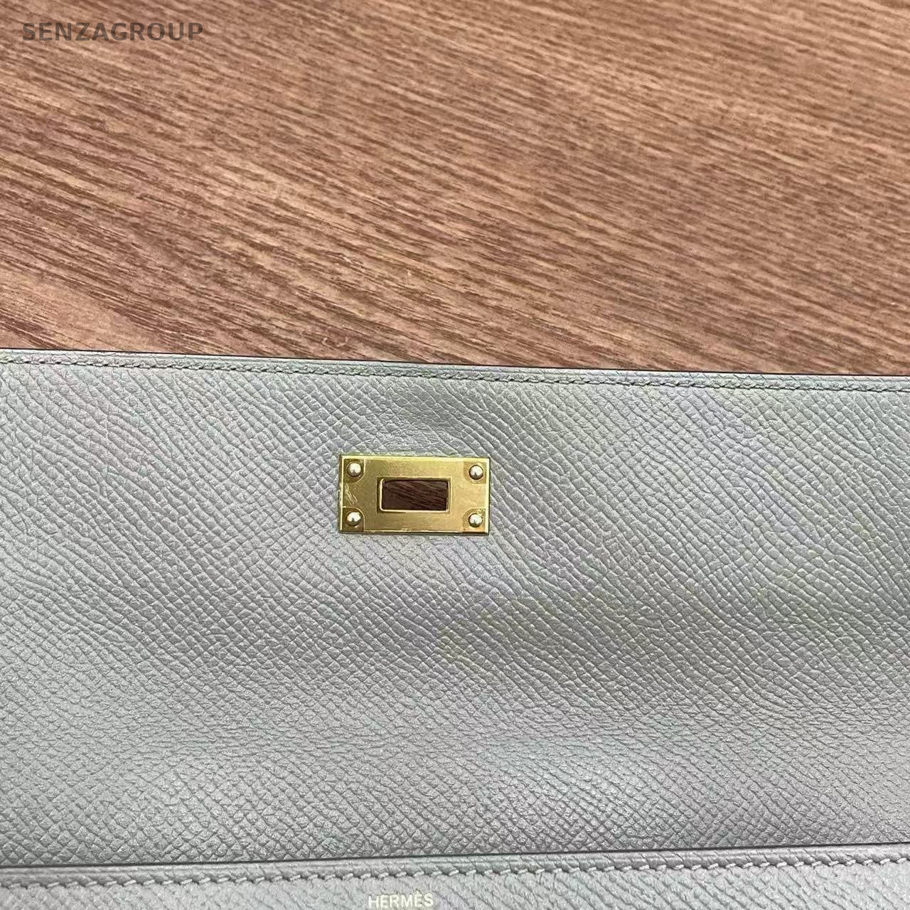 Hermes Kelly Long Wallet Epsom Leather Gray Gold Women