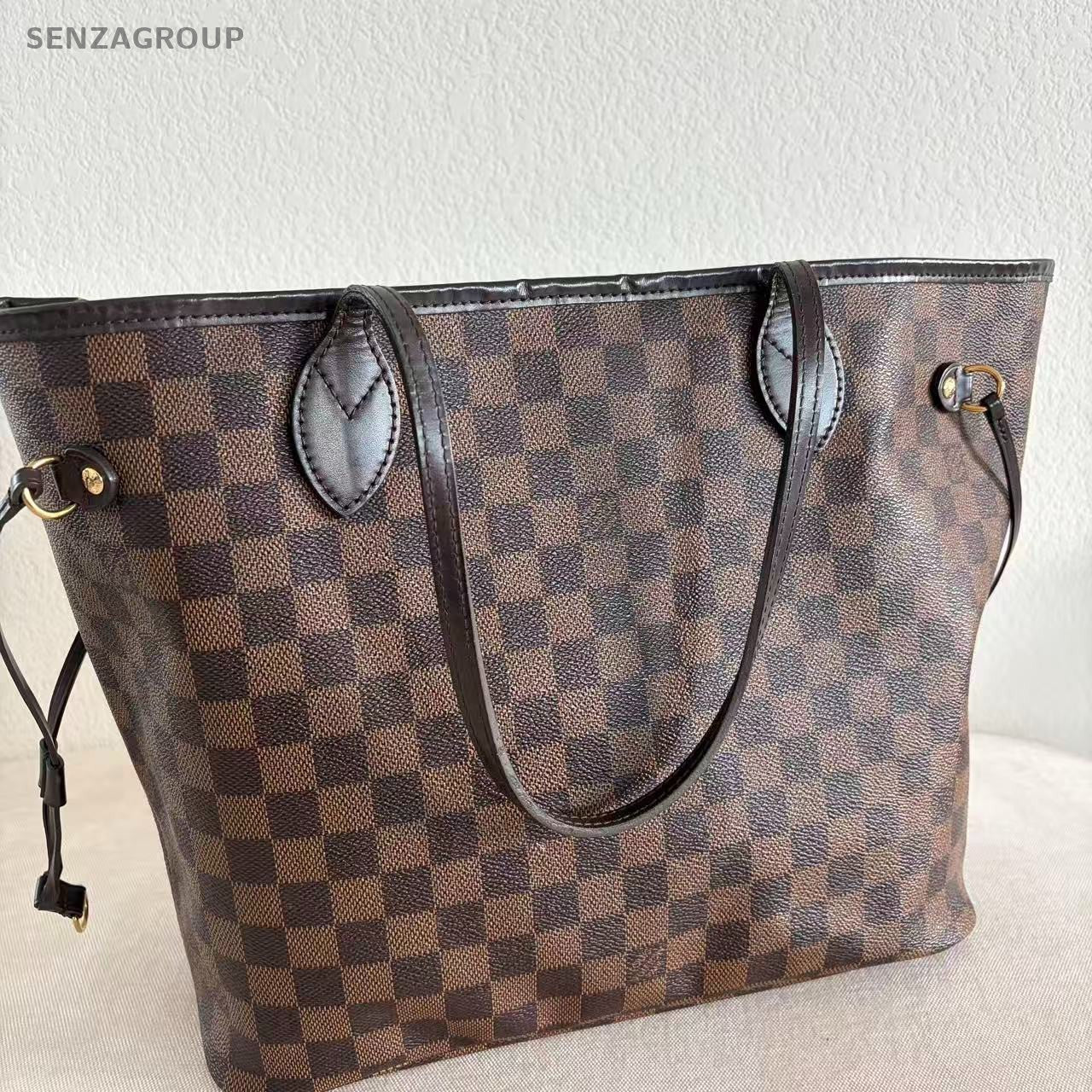 Louis Vuitton Damier NF MM Shoulder Bag Brown Gold Used Women Classic