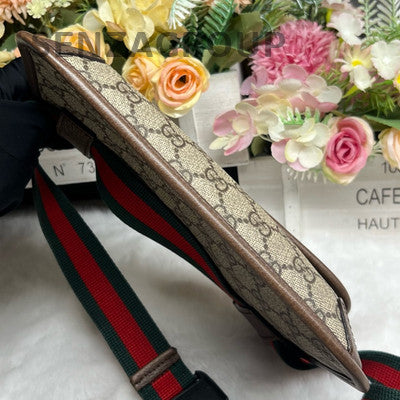 Gucci GG Supreme Belt Bag Brown Gold Buckle Women's Classic