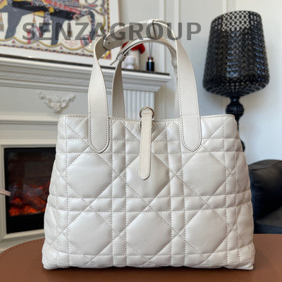 Dior Medium Toujours Grey Leather Cannage Handbag Gold Hardware