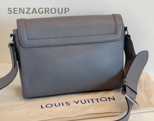 Louis Vuitton District Calfskin PM Shoulder Bag Gray Silver Women Classic