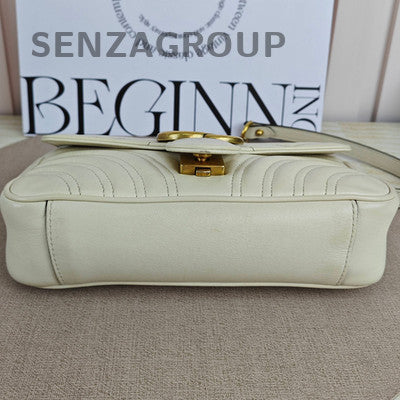 Gucci GG Marmont White Gold Chain Shoulder Crossbody Bag Women Fashion