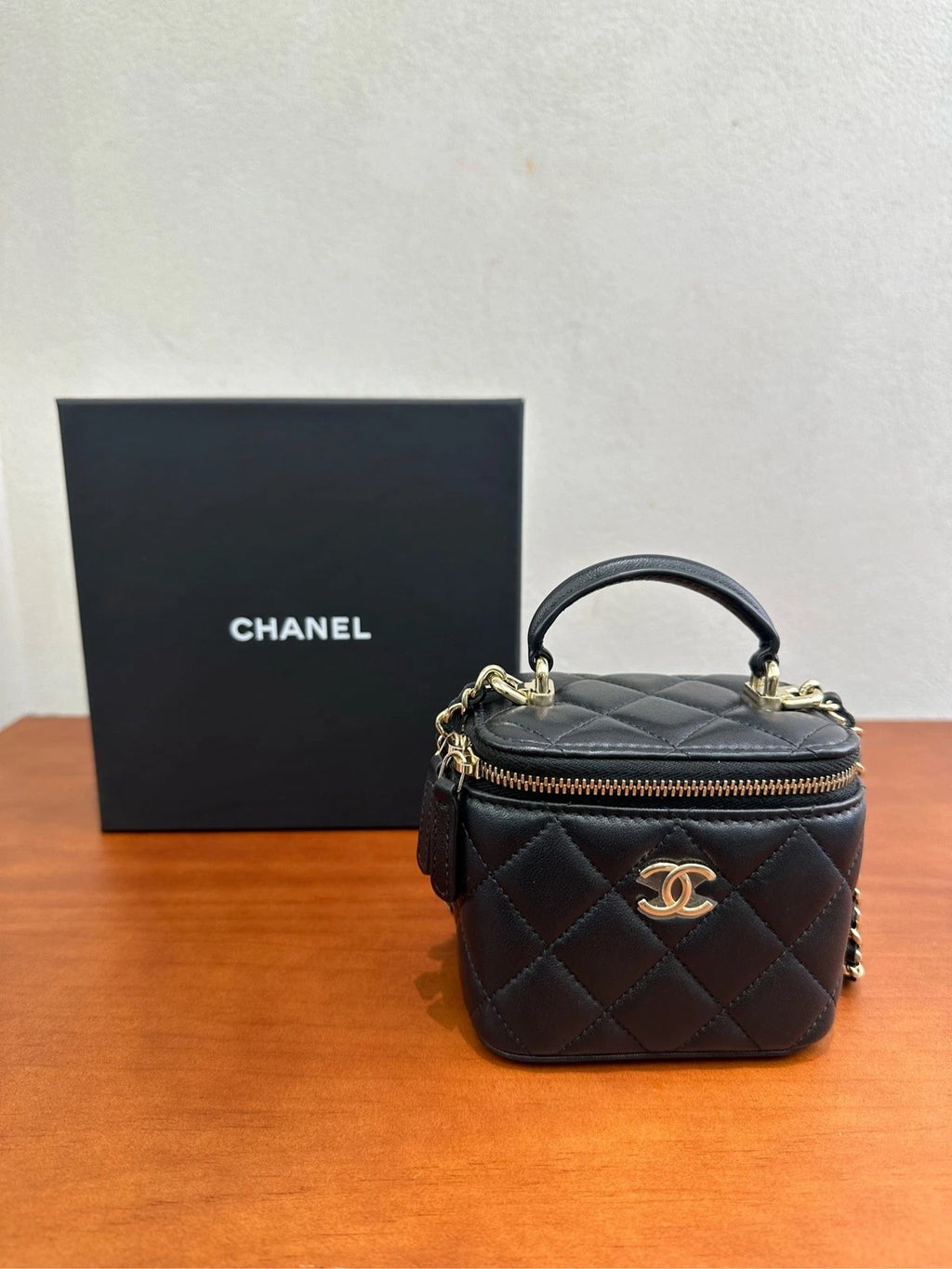 CHANEL Classic Logo Chain Handle Small Box Bag Crossbody For Women
