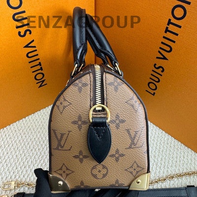 Louis Vuitton Speedy 20 Trunk Monogram Brown Handbag Chain Strap Classic