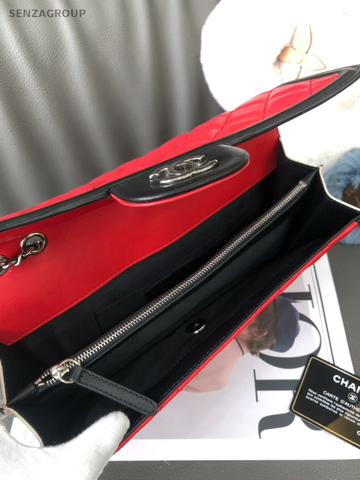 CHANEL Classic Flap Lambskin Chain Shoulder bag Red Black Women Classic
