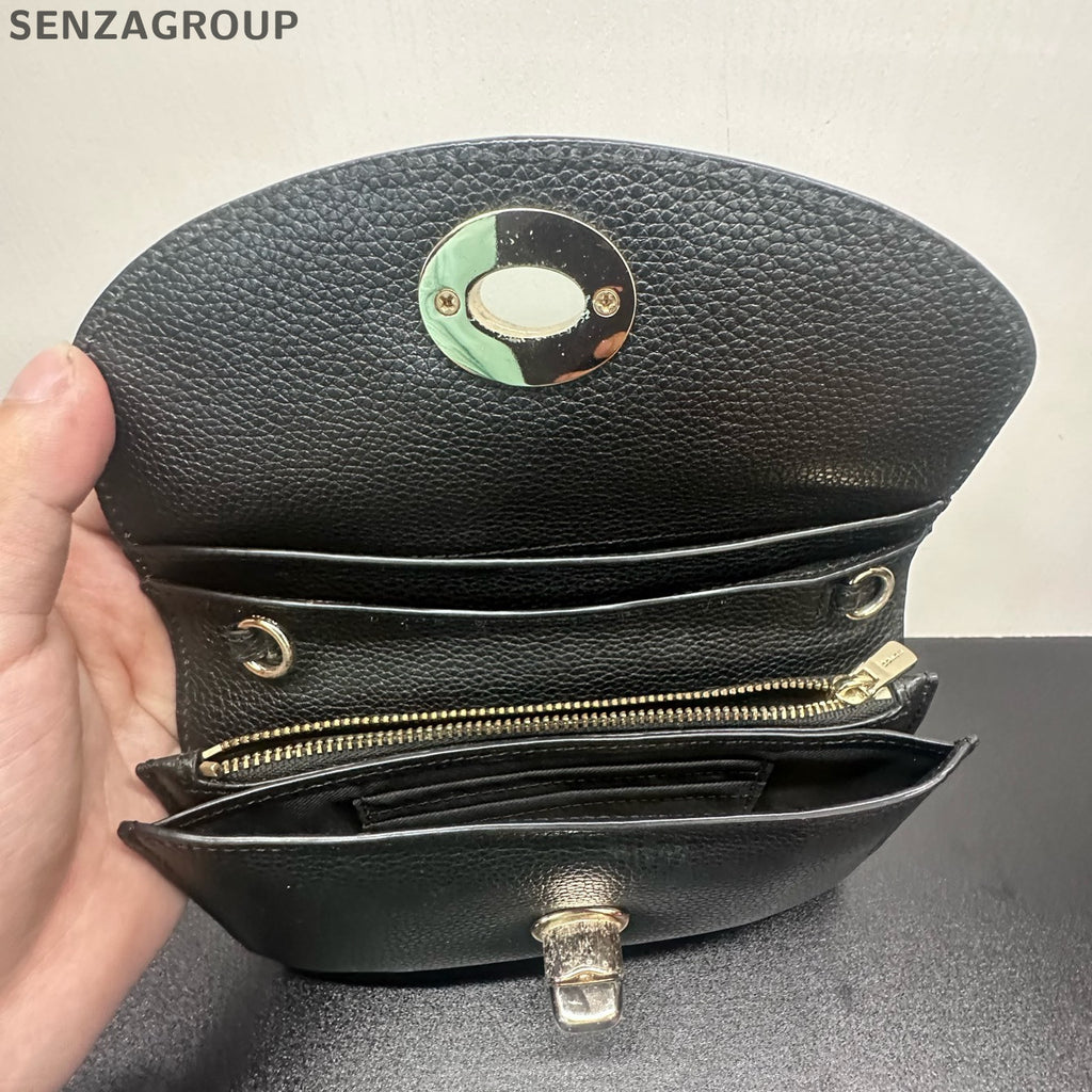 Coach Turnlock Chain Clutch Bag Black Gold Classic Women's Shoulder Bag