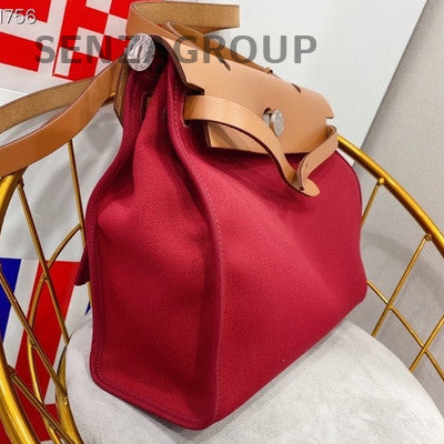 Hermès Herbag 31 Red Silver Hardware Shoulder Bag Women's Classic