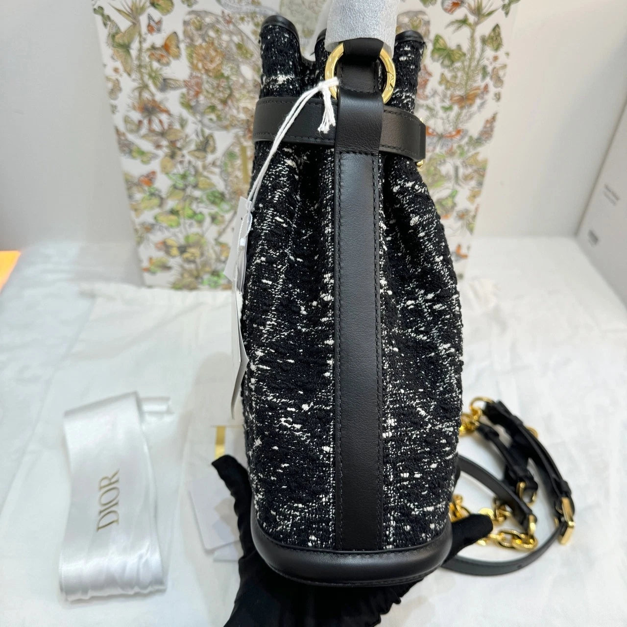 New Dior Medium C'est Tweed Bucket Bag For Women
