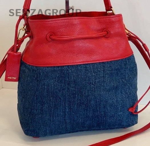 Miu Miu Bucket 2Way Shoulder Bag Crossbody Red Blue Gold Women Classic Designer