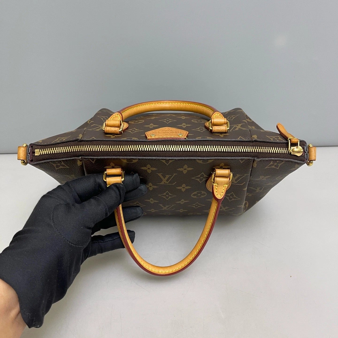 Authentic Louis Vuitton Turenne PM Monogram Top Handle Crossbody Bag Brown GHW