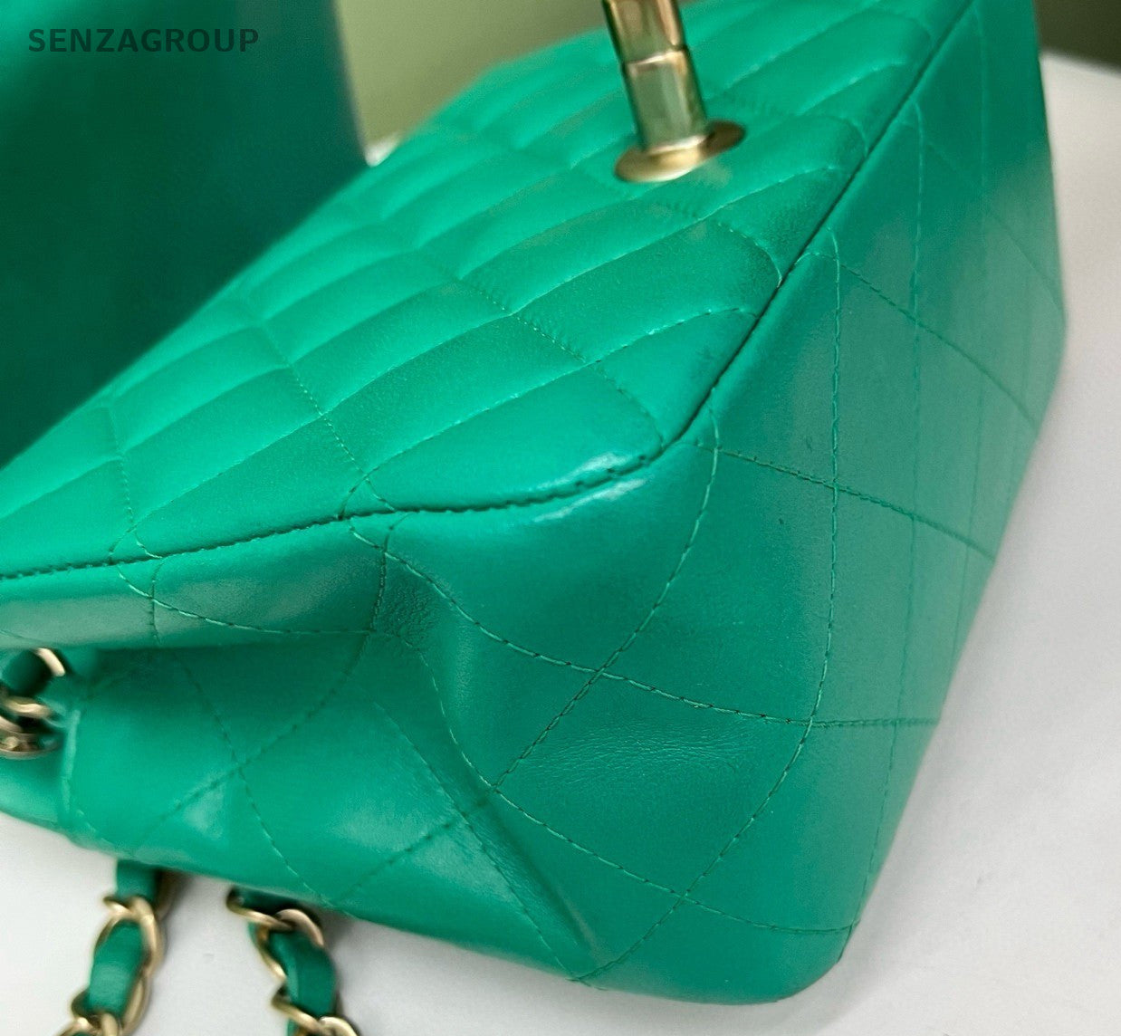 Chanel Classic Flap Chain Shoulder Bag Green Gold Women Fashion