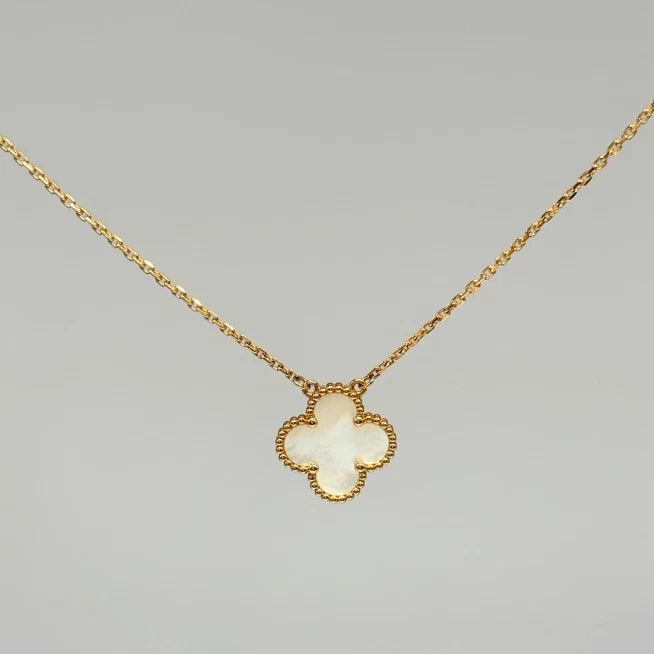 Van Cleef &amp; Arpels VCA Vintage Alhambra Necklace White Mother Of Pearl 18K YG