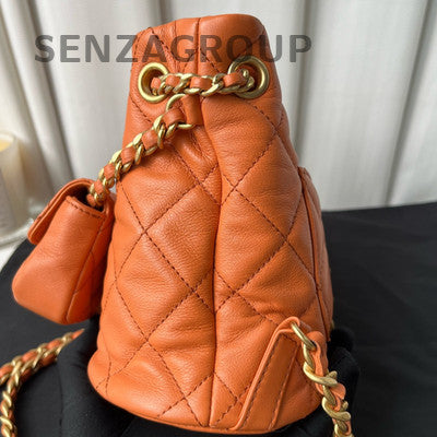 Chanel Quilted Small Orange Chain Backpack Classic Fashion Women