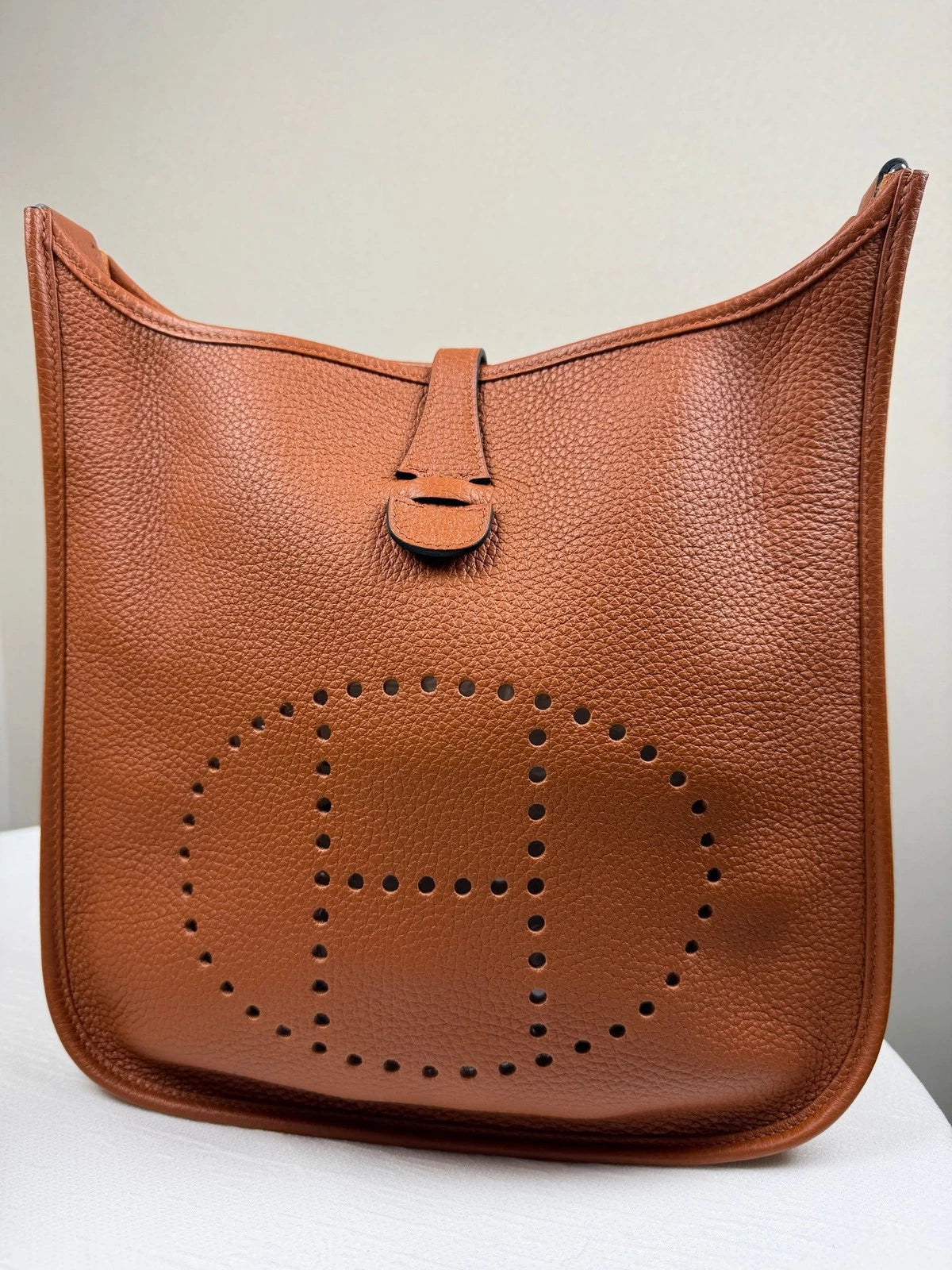 Hermes Evelyne Brown TC Leather Silver Hardware Shoulder Bag For Women