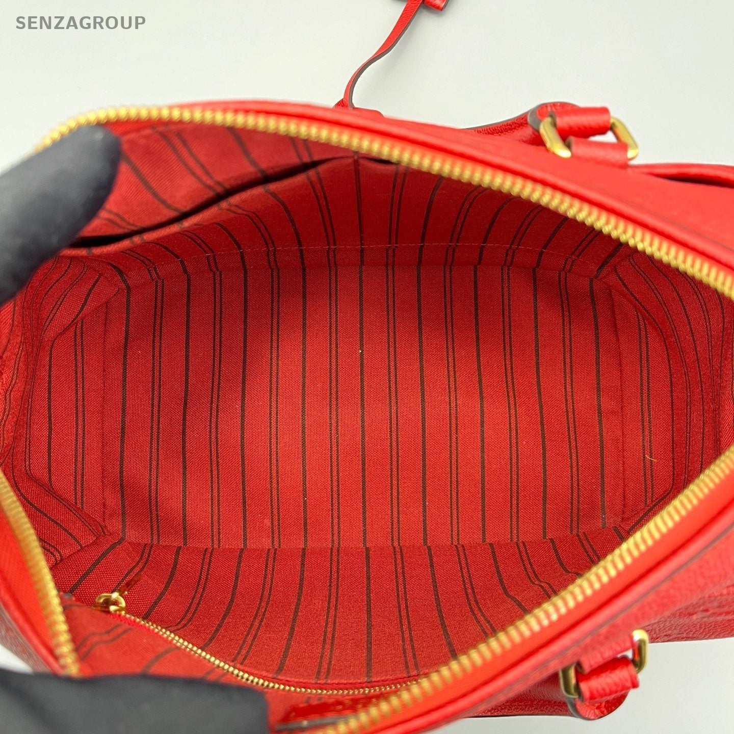 Louis Vuitton Speedy25 Monogram Empreinte Top Handle Bag Crossbody Red Women
