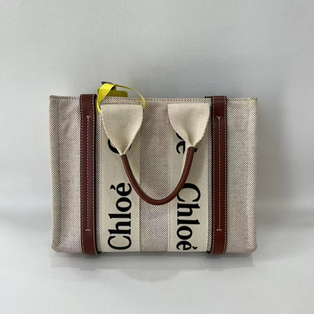 Chloe Women Beige Canvas Tote Handbag