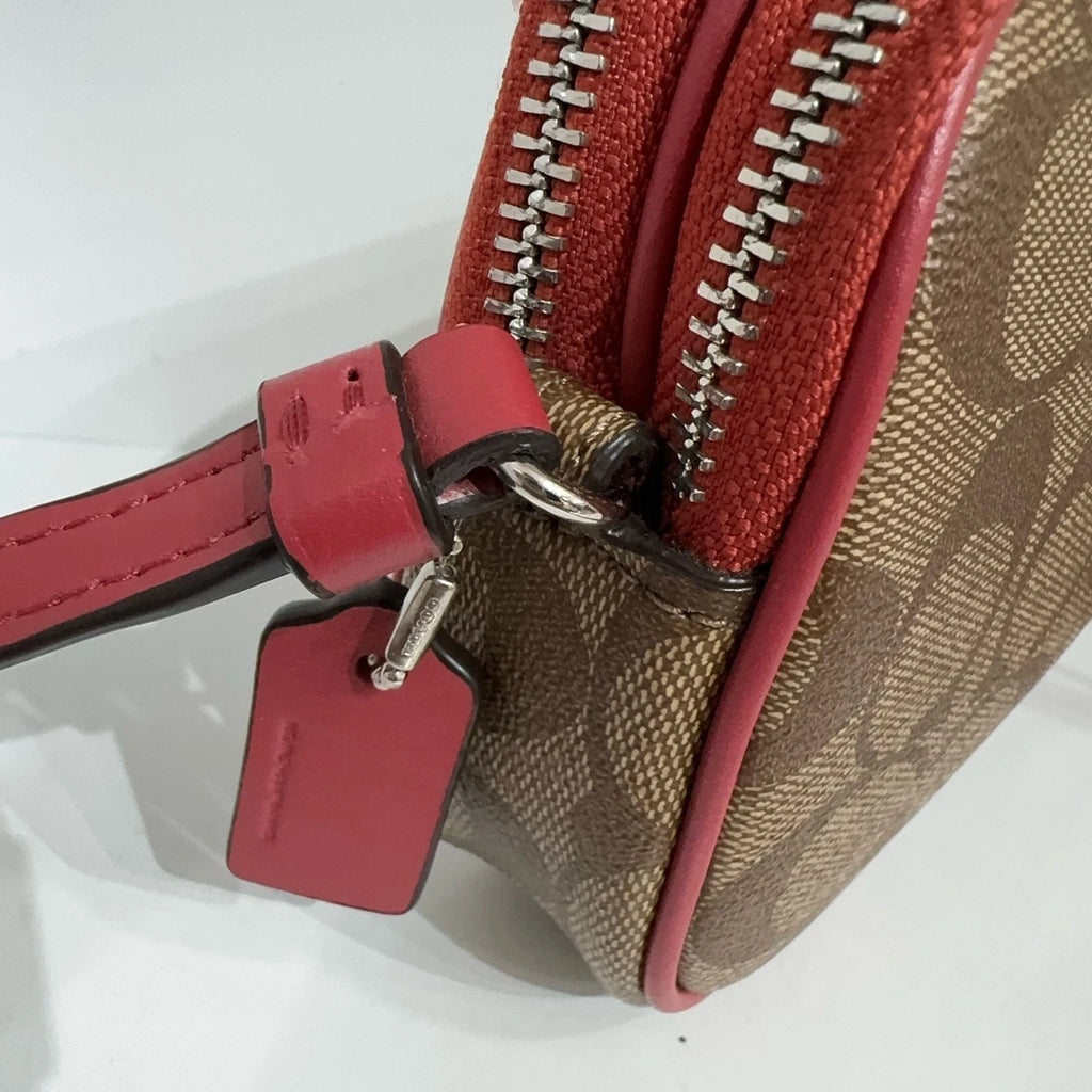 Coach Canvas x Pac-Man Monogram Crossbody Camera Bag Brown Red
